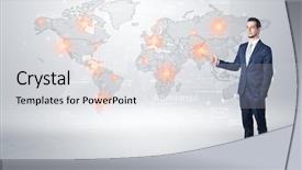  Presentation with destination - Presentation design with front of a map background and a light gray colored foreground