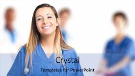  Presentation with female doctor - Presentation with front of a medical team background and a teal colored foreground