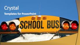  Presentation with school bus - Slides with front of a public school background and a teal colored foreground