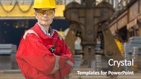  Presentation with steel mill - Theme consisting of front of a steel mill background and a tawny brown colored foreground