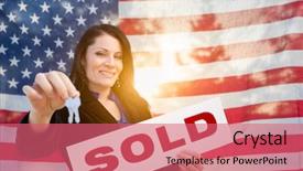  Presentation with keys - Cool new PPT theme with front of american flag backdrop and a coral colored foreground
