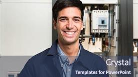  Presentation with circuit breaker - Beautiful theme featuring front of an electrical backdrop and a ocean colored foreground