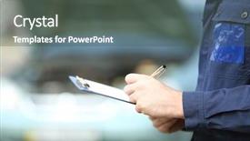  Presentation with mechanic - Colorful PPT layouts enhanced with front of an open car backdrop and a dark gray colored foreground