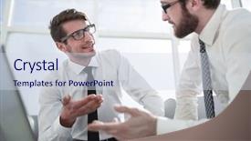  Presentation with dinner invitation to employees - Theme with front of an open laptop background and a sky blue colored foreground