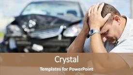  Presentation with road accident - Audience pleasing slide set consisting of front of automobile crash car backdrop and a coral colored foreground