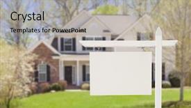  Presentation with estate - Slide set enhanced with front of beautiful new house background and a light gray colored foreground