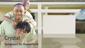  Presentation with african american church family - Theme featuring front of blank real estate background and a mint green colored foreground