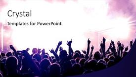  Presentation with crowd - Presentation theme consisting of front of bright purple background and a white colored foreground