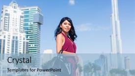  Presentation with dubai - Slide deck consisting of front of burj al khalifa background and a light blue colored foreground