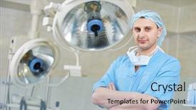  Presentation with cardiac surgery - Colorful presentation theme enhanced with front of cardiac surgery backdrop and a light blue colored foreground