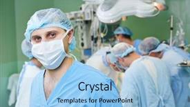  Presentation with cardiac surgery - Amazing slides having front of cardiac surgery backdrop and a light blue colored foreground