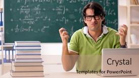  Presentation with education complex math formulas - Presentation design with front of chalkboard with formulas background and a  colored foreground