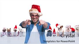  Presentation with dog christmas - Theme featuring front of christmas dog background and a teal colored foreground