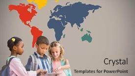  Presentation with colorful for kids presentat - Amazing presentation theme having front of colorful world map backdrop and a mint green colored foreground