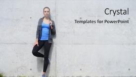  Presentation with chicago river walk urban - Slide set having front of concrete cement wall background and a light gray colored foreground