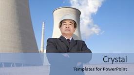  Presentation with tower - Theme consisting of front of cooling tower background and a light blue colored foreground
