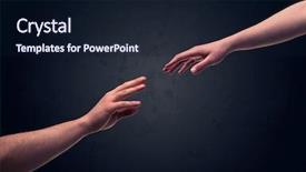  Presentation with hands reaching up - Cool new slide set with front of dark clear empty backdrop and a wine colored foreground