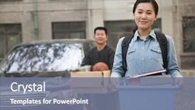  Presentation with college - Theme enhanced with front of dormitory at college background and a gray colored foreground