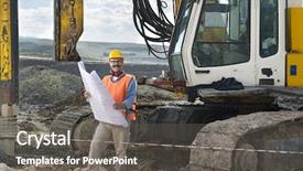  Presentation with foundation drilling - PPT theme with front of drilling pile foundation background and a gray colored foreground