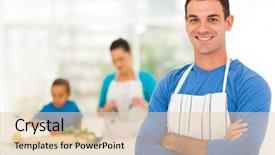  Presentation with family adolescence - Slide set having front of family in kitchen background and a lemonade colored foreground