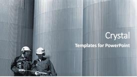  Presentation with fuel storage - Audience pleasing slide set consisting of front of fuel storage tanks backdrop and a gray colored foreground