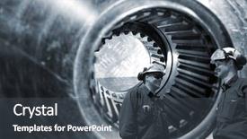  Presentation with mechanics - PPT theme consisting of front of giant gears axle background and a dark gray colored foreground