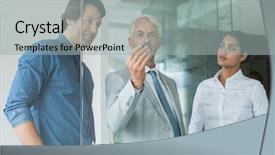  Presentation with team planning - Cool new PPT layouts with front of glass wall leaderhip backdrop and a  colored foreground