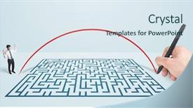  Presentation with maze - Audience pleasing PPT layouts consisting of business man in front of hand drawn maze thinking how to get backdrop and a sky blue colored foreground