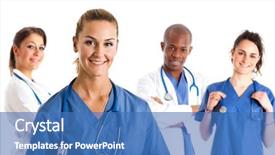  Presentation with nurse team - PPT layouts with front of her medical team background and a teal colored foreground