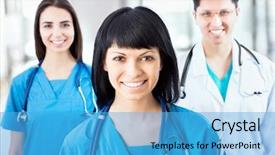  Presentation with team work - PPT theme consisting of front of her team background and a light blue colored foreground