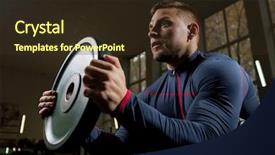  Presentation with weightlifting - Slide set consisting of front of him during weightlifting background and a tawny brown colored foreground