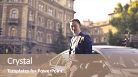  Presentation with luxury car - PPT theme featuring front of his car background and a coral colored foreground