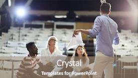  Presentation with coach - Cool new PPT theme with front of his coach backdrop and a coral colored foreground