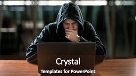  Presentation with computer hacker - Presentation theme having front of his computer background and a wine colored foreground