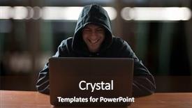  Presentation with computer hacker - Presentation theme having front of his computer background and a wine colored foreground