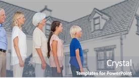  Presentation with generations - Audience pleasing PPT layouts consisting of front of house draw backdrop and a gray colored foreground