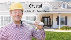  Presentation with contractor - PPT theme consisting of front of house drawing gradation background and a light gray colored foreground