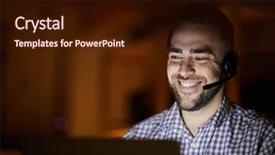  Presentation with front office hotel - Slide deck having front of laptop or computer background and a wine colored foreground