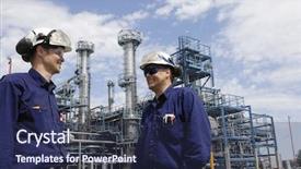  Presentation with refinery - Presentation featuring front of large oil background and a navy blue colored foreground