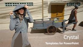  Presentation with man and woman divorce drawing - Theme having front of man with wheelbarrow background and a coral colored foreground