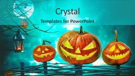  Presentation with spooky - Slides with front of nightly spooky forest background and a teal colored foreground