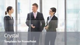  Presentation with hotel front office - Colorful PPT theme enhanced with front of office windows talking backdrop and a gray colored foreground