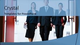  Presentation with man door - Presentation enhanced with front of open door background and a light blue colored foreground