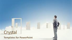  Presentation with decision making - Presentation theme having front of opened door background and a cream colored foreground