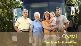  Presentation with vehicle - Presentation theme consisting of front of recreational vehicle background and a coral colored foreground