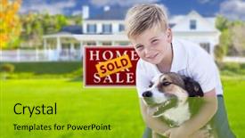  Presentation with dog house - Slide deck consisting of front of sold for sale background and a gold colored foreground