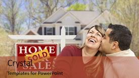  Presentation with estate - Beautiful PPT theme featuring front of sold home backdrop and a  colored foreground