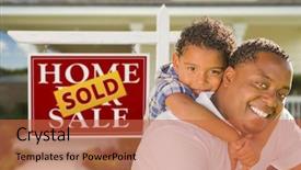  Presentation with real estate - Slide deck with front of sold real estate background and a  colored foreground