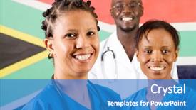  Presentation with south africa - Colorful theme enhanced with front of south african flag backdrop and a teal colored foreground