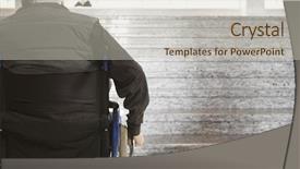  Presentation with language barrier - Audience pleasing PPT theme consisting of front of staircase barrier backdrop and a soft green colored foreground